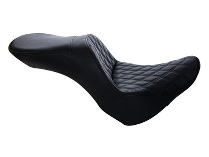 Explorer LS Dual Seat with Black Double Diamond Lattice Stitch. Fits Fat Boy 2018up & Breakout 2023up