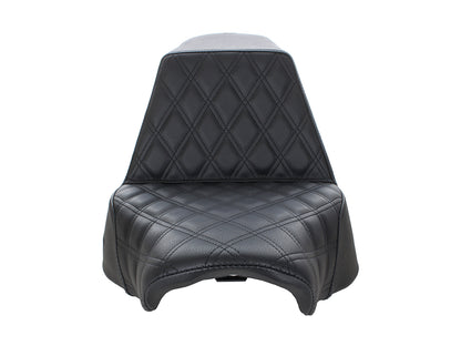 Step-Up Front LS Dual Seat with Black Double Diamond Lattice Stitch. Fits Fat Boy 2018up & Breakout 2023up