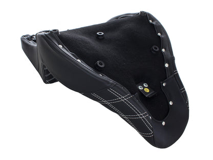 Step-Up Front LS Dual Seat with White Double Diamond Lattice Stitch. Fits Fat Boy 2018up & Breakout 2023up