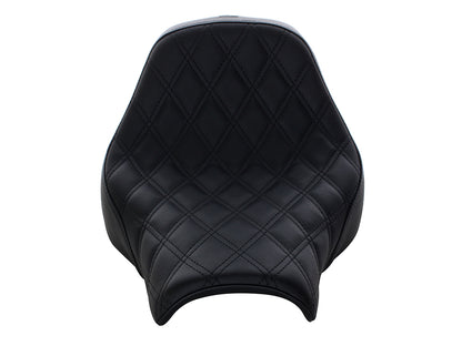Renegade LS Solo Seat with Black Double Diamond Lattice Stitch. Fits Fat Bob 2018-2024