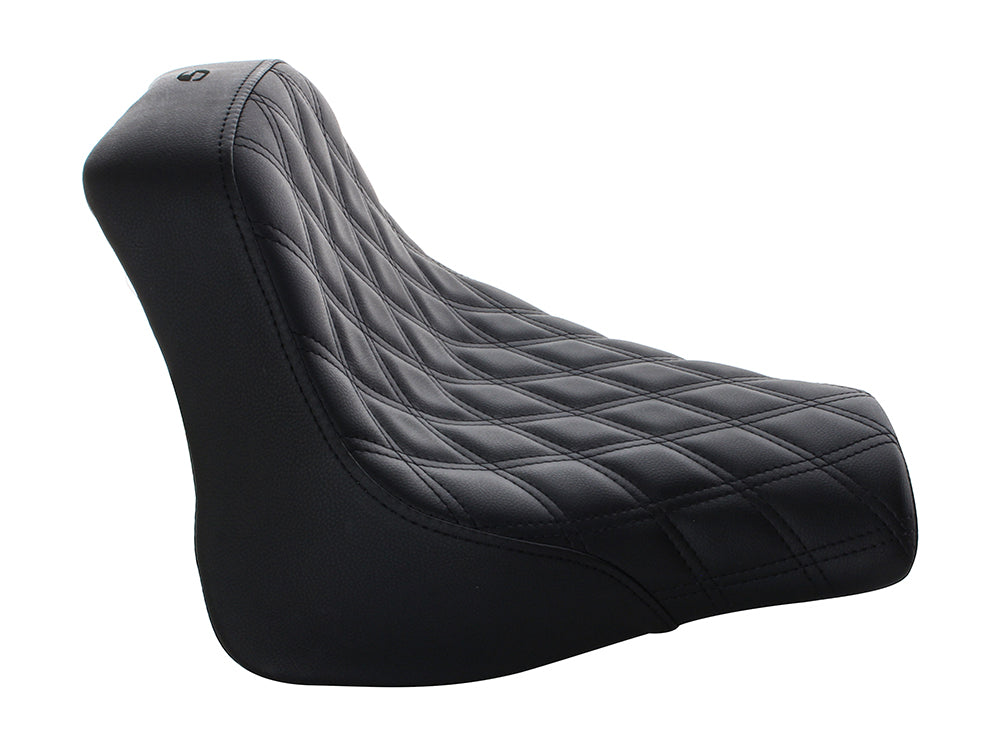 Renegade LS Solo Seat with Black Double Diamond Lattice Stitch. Fits Fat Bob 2018-2024