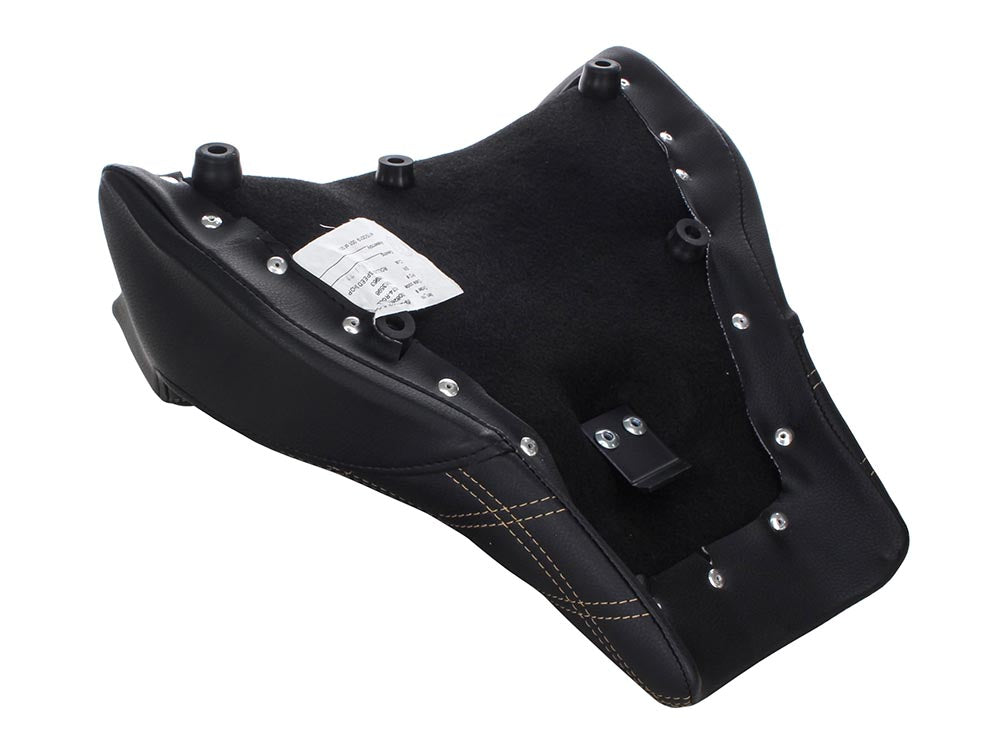 Renegade LS Solo Seat with Gold Double Diamond Lattice Stitch. Fits Fat Bob 2018-2024