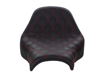 Renegade LS Solo Seat with Red Double Diamond Lattice Stitch. Fits Fat Bob 2018-2024