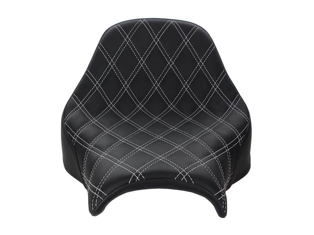 Renegade LS Solo Seat with White Double Diamond Lattice Stitch. Fits Fat Bob 2018-2024