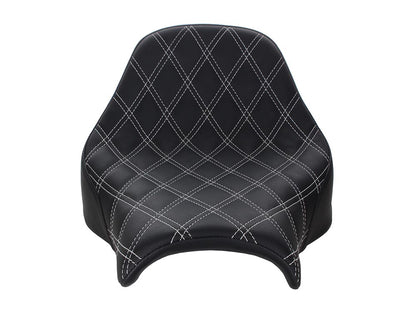 Renegade LS Solo Seat with White Double Diamond Lattice Stitch. Fits Fat Bob 2018-2024