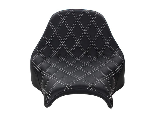 Renegade LS Solo Seat with White Double Diamond Lattice Stitch. Fits Fat Bob 2018-2024