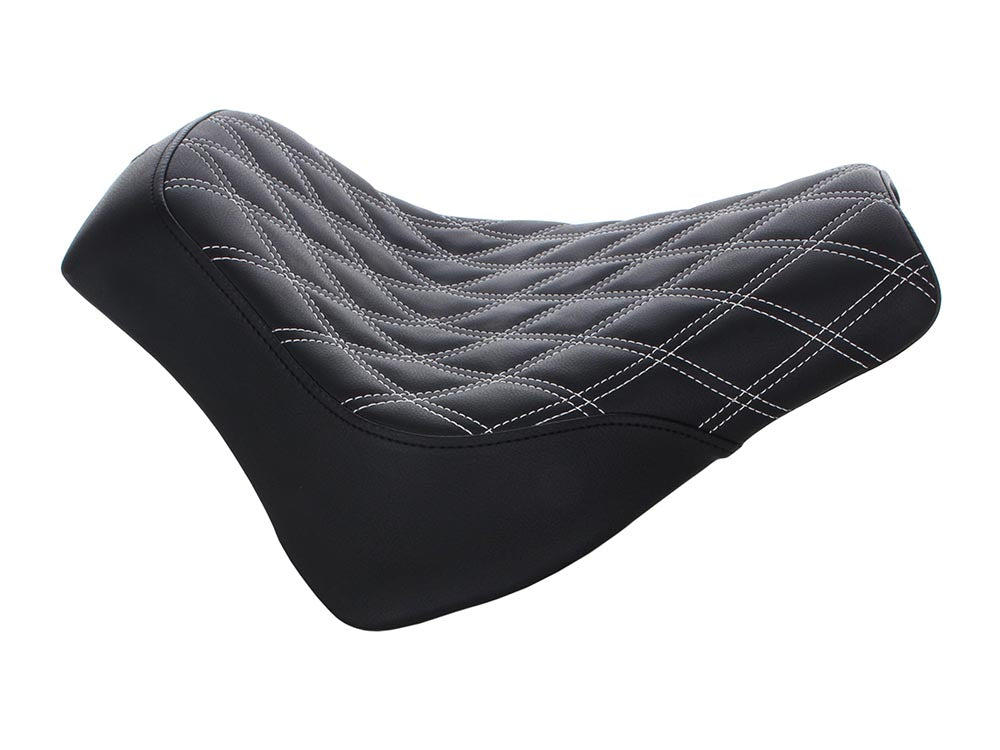 Renegade LS Solo Seat with White Double Diamond Lattice Stitch. Fits Fat Bob 2018-2024