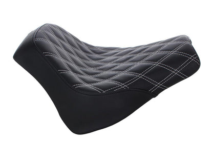 Renegade LS Solo Seat with White Double Diamond Lattice Stitch. Fits Fat Bob 2018-2024