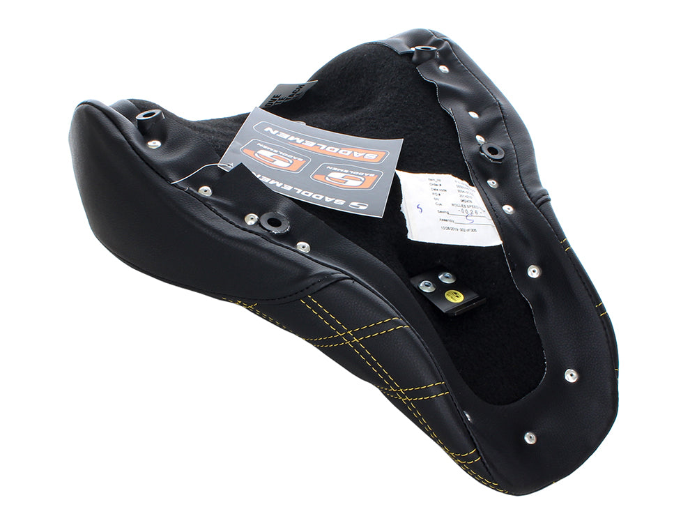 Renegade LS Solo Seat with Gold Double Diamond Lattice Stitch. Fits Sport Glide & Low Rider 2018up, Low Rider S 2020up & Low Rider ST 2022up.