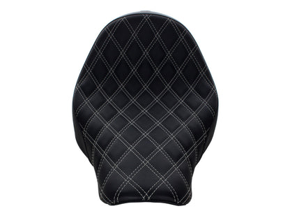 Renegade LS Solo Seat with Silver Double Diamond Lattice Stitch. Fits Sport Glide & Low Rider 2018up, Low Rider S 2020up & Low Rider ST 2022up.