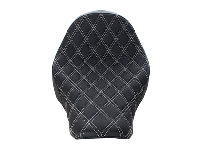 Renegade LS Solo Seat with White Double Diamond Lattice Stitch. Fits Sport Glide & Low Rider 2018up, Low Rider S 2020up & Low Rider ST 2022up.