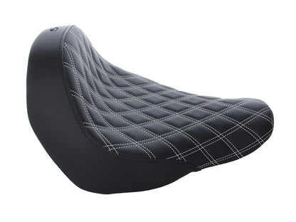 Renegade LS Solo Seat with White Double Diamond Lattice Stitch. Fits Sport Glide & Low Rider 2018up, Low Rider S 2020up & Low Rider ST 2022up.