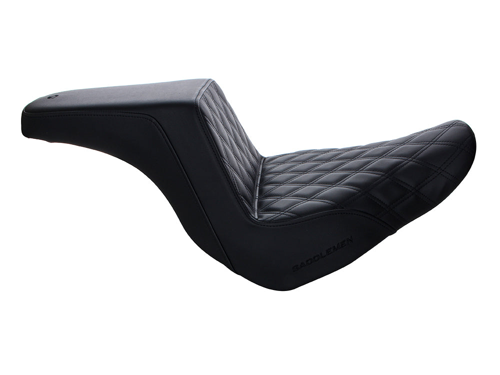 Step-Up LS Dual Seat with Black Double Diamond Lattice Stitch. Fits Sport Glide & Low Rider 2018up, Low Rider S 2020up & Low Rider ST 2022up.