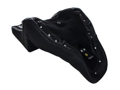 Step-Up LS Dual Seat with Black Double Diamond Lattice Stitch. Fits Sport Glide & Low Rider 2018up, Low Rider S 2020up & Low Rider ST 2022up.