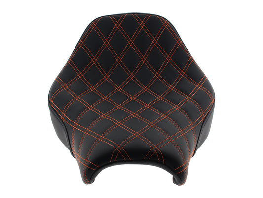 Renegade LS Solo Seat with Orange Double Diamond Lattice Stitch. Fits Softail Street Bob 2018up & Standard 2020up.
