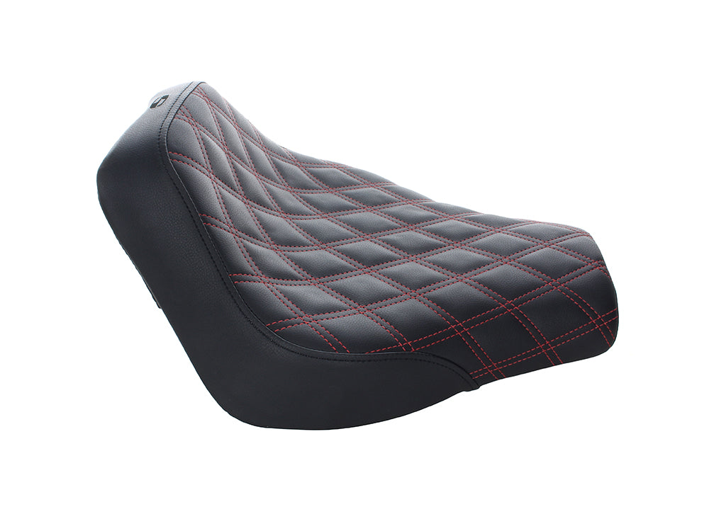 Renegade LS Solo Seat with Red Double Diamond Lattice Stitch. Fits Softail Street Bob 2018up & Standard 2020up.