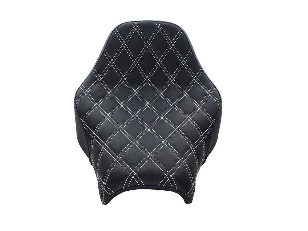 Renegade LS Solo Seat with White Double Diamond Lattice Stitch. Fits Softail Street Bob 2018up & Standard 2020up.