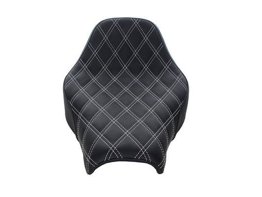 Renegade LS Solo Seat with White Double Diamond Lattice Stitch. Fits Softail Street Bob 2018up & Standard 2020up.