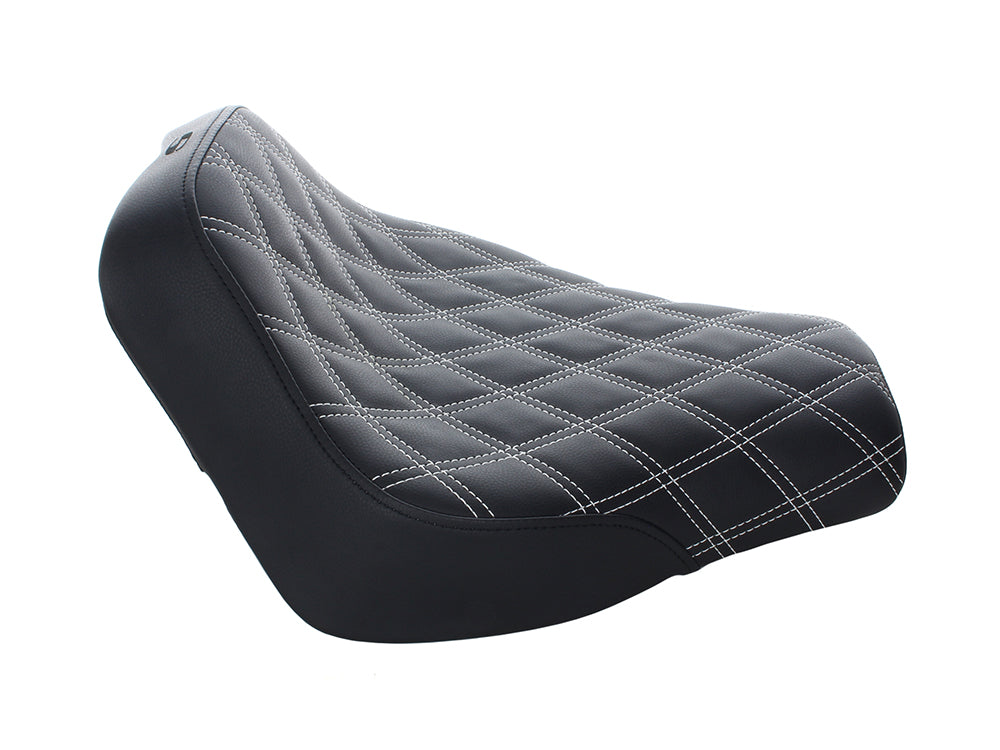 Renegade LS Solo Seat with White Double Diamond Lattice Stitch. Fits Softail Street Bob 2018up & Standard 2020up.