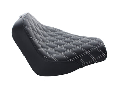 Renegade LS Solo Seat with White Double Diamond Lattice Stitch. Fits Softail Street Bob 2018up & Standard 2020up.