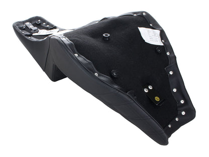 Step-Up LS Dual Seat with Black Double Diamond Lattice Stitch. Fits Softail Street Bob 2018up & Standard 2020up.