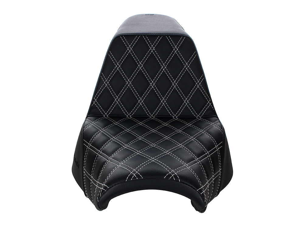 Step-Up Front LS Dual Seat with White Double Diamond Lattice Stitch. Fits Breakout 2018-2022