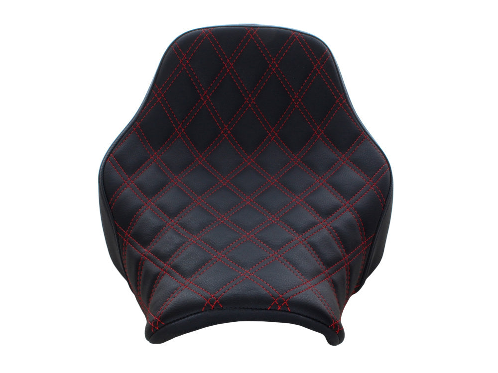 Renegade LS Solo Seat with Red Double Diamond Lattice Stitch. Fits Softail Deluxe 2018-2020 & Heritage Classic 2018up