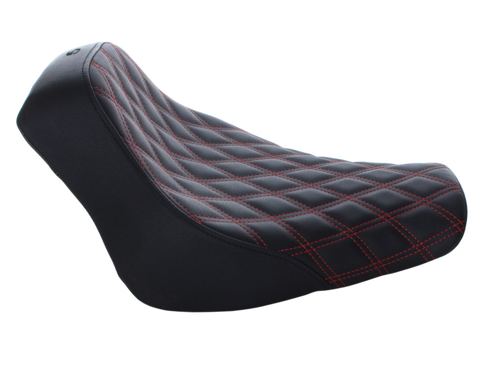 Renegade LS Solo Seat with Red Double Diamond Lattice Stitch. Fits Softail Deluxe 2018-2020 & Heritage Classic 2018up