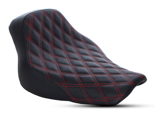 Renegade LS Solo Seat with Red Double Diamond Lattice Stitch. Fits Softail Deluxe 2018-2020 & Heritage Classic 2018up