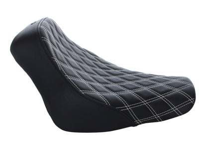 Renegade LS Solo Seat with White Double Diamond Lattice Stitch. Fits Softail Deluxe 2018-2020 & Heritage Classic 2018up