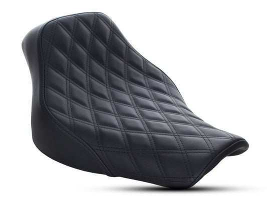 Renegade LS Solo Seat with Black Double Diamond Lattice Stitch. Fits Softail Deluxe 2018-2020 & Heritage Classic 2018up