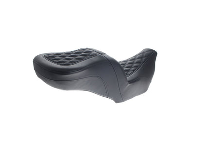 Step-Up LS Dual Seat with Black Double Diamond Lattice Stitch. Fits CVO Touring 2023up, Street Glide & Road Glide 2024up, Touring 2025up