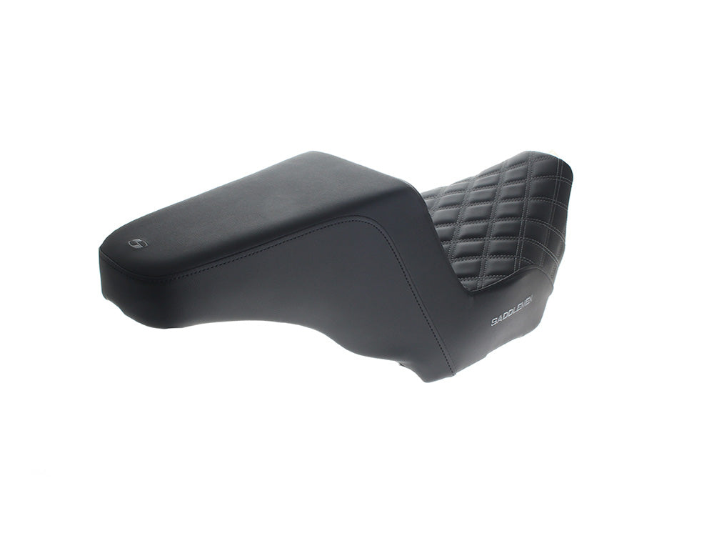Step-Up LS Dual Seat with Grey Double Diamond Lattice Stitch. Fits CVO Touring 2023up, Street Glide & Road Glide 2024up, Touring 2025up