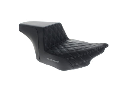 Step-Up LS Dual Seat with Grey Double Diamond Lattice Stitch. Fits CVO Touring 2023up, Street Glide & Road Glide 2024up, Touring 2025up