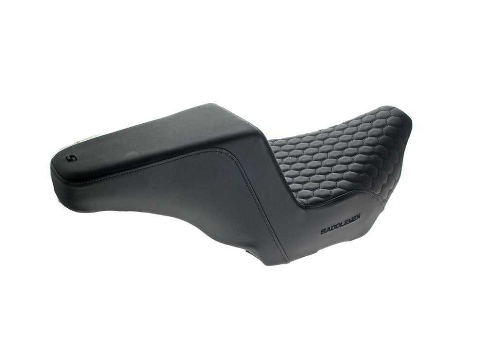 Step-Up HC Dual Seat with Black Honeycomb Stitch. Fits CVO Touring 2023up, Street Glide & Road Glide 2024up, Touring 2025up