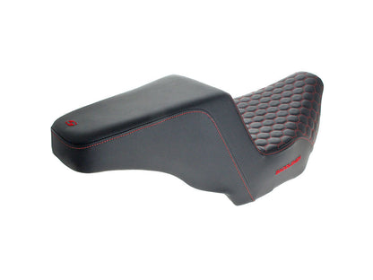 Step-Up HC Dual Seat with Red Honeycomb Stitch. Fits CVO Touring 2023up, Street Glide & Road Glide 2024up, Touring 2025up