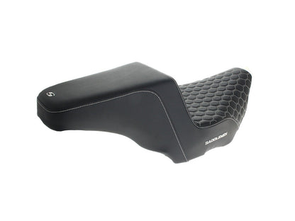 Step-Up HC Dual Seat with White Honeycomb Stitch. Fits CVO Touring 2023up, Street Glide & Road Glide 2024up, Touring 2025up
