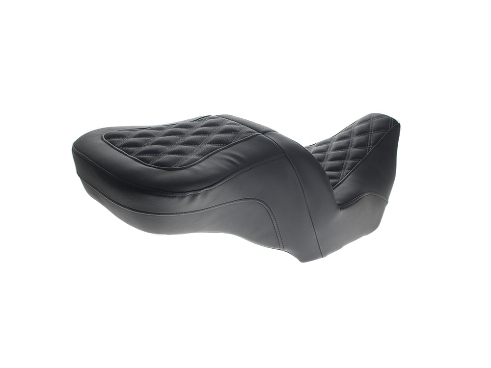 Roadsofa LS Dual Seat with Grey Double Diamond Lattice Stitch. Fits CVO Touring 2023up, Street Glide & Road Glide 2024up, Touring 2025up