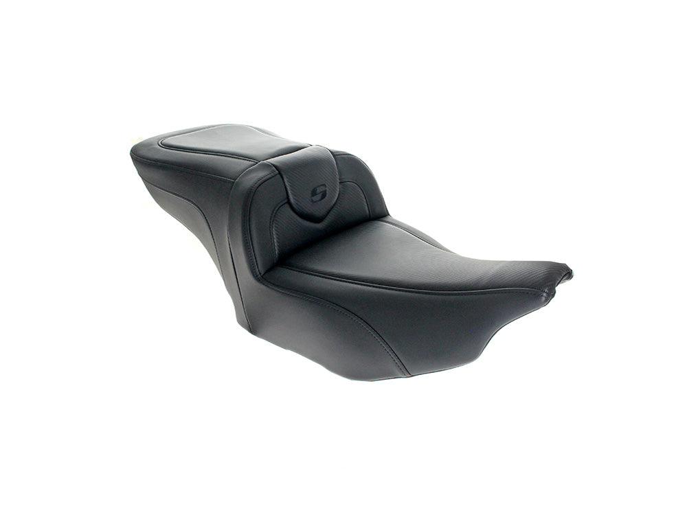 Roadsofa CF Dual Seat With Backrest & Carbon Fiber Weave. Fits CVO Touring 2023up, Street Glide & Road Glide 2024up, Touring 2025up