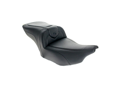 Roadsofa CF Dual Seat With Backrest & Carbon Fiber Weave. Fits CVO Touring 2023up, Street Glide & Road Glide 2024up, Touring 2025up