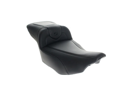 Extended Roadsofa CF Dual Seat With Backrest & Carbon Fiber Weave. Fits CVO Touring 2023up, Street Glide & Road Glide 2024up, Touring 2025up