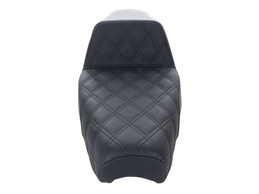 Step-Up LS Dual Seat with Black Double Diamond Lattice Stitch. Fits Sportster 1982-2003.