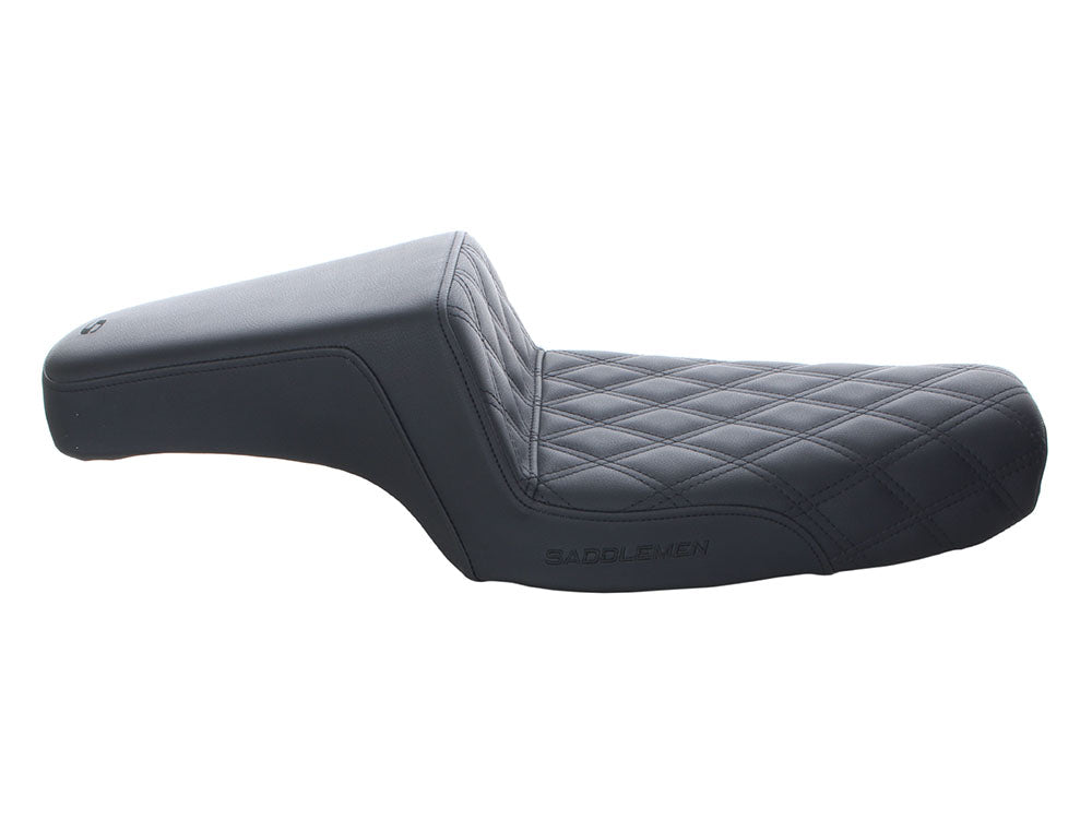 Step-Up LS Dual Seat with Black Double Diamond Lattice Stitch. Fits Sportster 1982-2003.