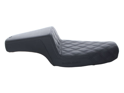 Step-Up LS Dual Seat with Black Double Diamond Lattice Stitch. Fits Sportster 1982-2003.