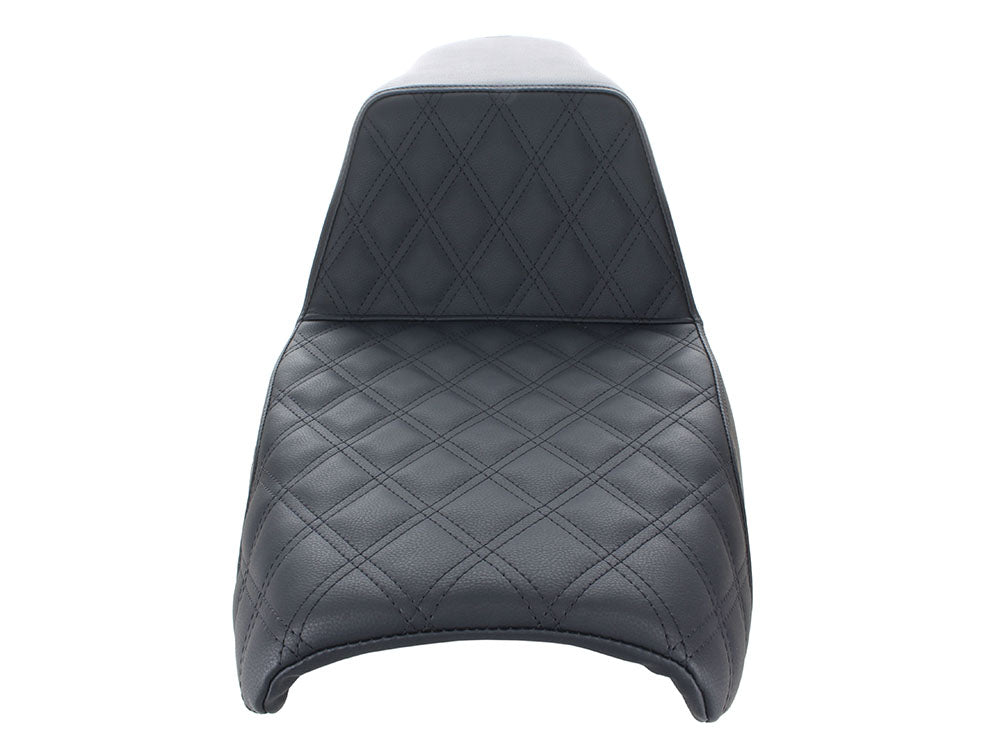 Step-Up Front LS Dual Seat with Black Double Diamond Lattice Stitch. Fits FXR 1982-1994.