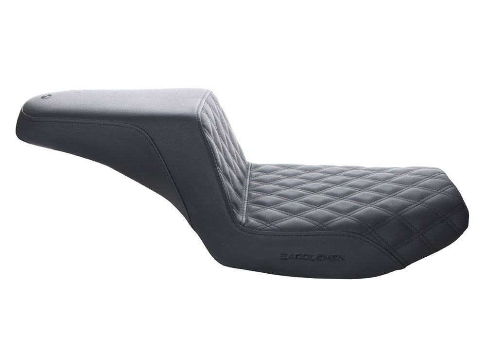 Step-Up Front LS Dual Seat with Black Double Diamond Lattice Stitch. Fits FXR 1982-1994.