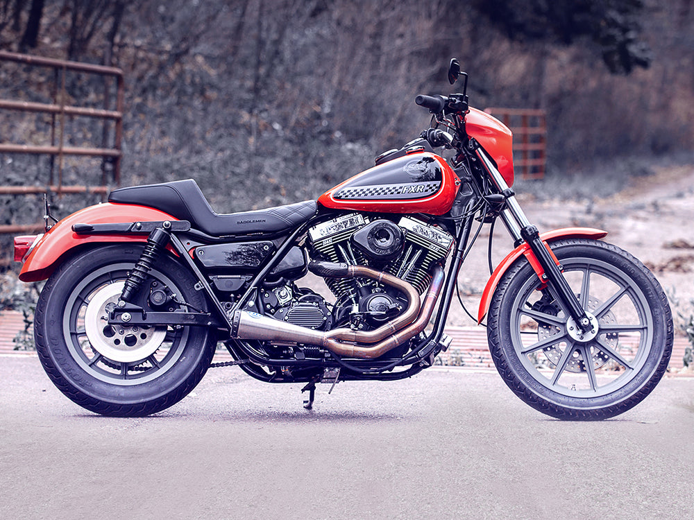 Step-Up Front LS Dual Seat with Black Double Diamond Lattice Stitch. Fits FXR 1982-1994.