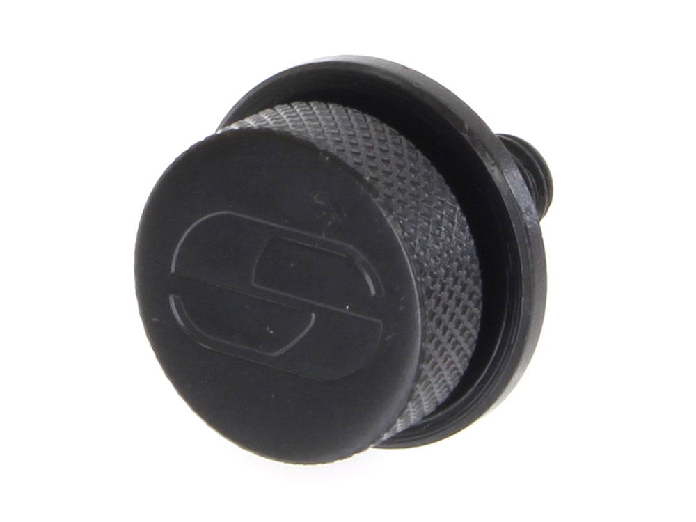 1/4in.-20 Knurled Seat Mount Screw - Black. Fits H-D 1996up