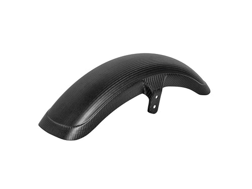 Carbon Front Fender - Matte Finish. Fits Mid-Glide Dyna 2006-2017, Softail Street Bob 2018up & Standard 2020-2024 with 19in. Front Wheel. Also Fits Softail Low Rider S 2020up & Low Rider ST 2022up with Adapter