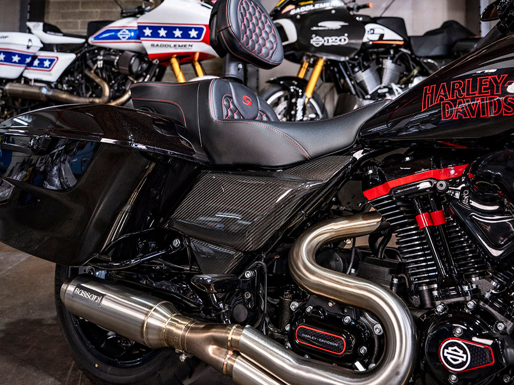 Carbon Side Covers - Gloss Finish. Fits CVO Touring 2023up, Street Glide & Road Glide 2024up, Touring 2025up